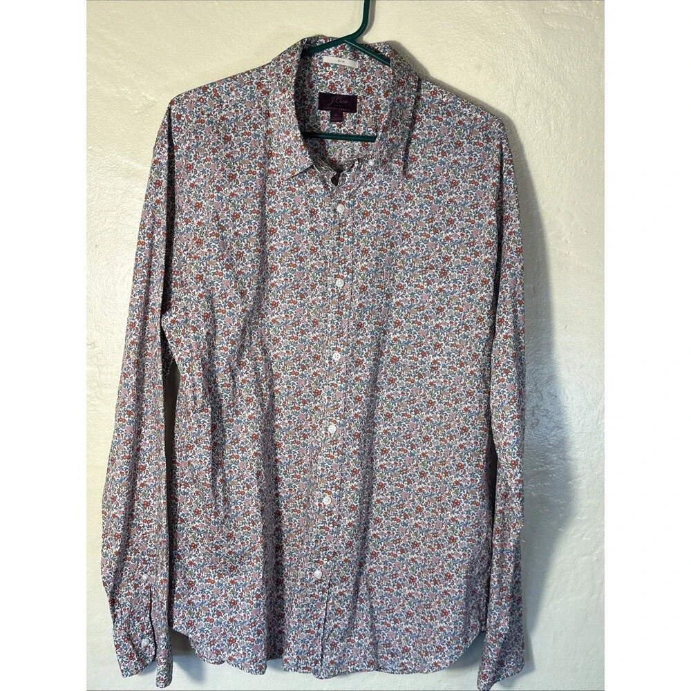 J Crew Liberty Fabric XL Men’s LS Shirt Floral Bouquet Americana Slim Fit